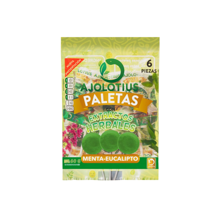 Ajolotius Menta-Eucalipto,Extractos Herbales Bolsa 6 Paletas