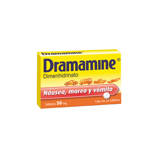 Dramamine Dimenhidrinato 50mg 24 Tabletas