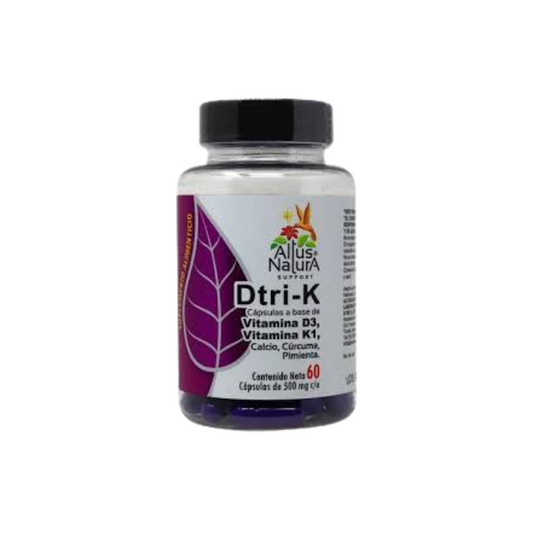 Dtri-K Vitamina D3,Vitamina K1,Calcio,Curcuma,Pimienta 60 Capsulas