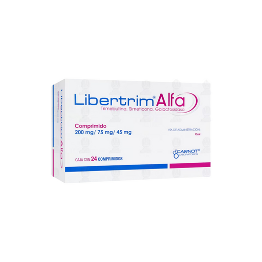 Libertrim Alfa Trimebutina,Simeticona,Galactosidasa 200/75/45mg 24 Comprimidos