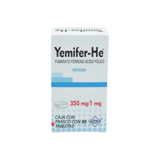 Yemifer-He Fumarato Ferroso,Acido Folico 350mg/1mg 30 Tabletas