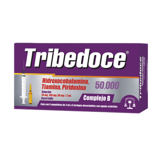 Tribedoce 50,000 Complejo B,Hidroxocobalamina,Tiamina 5 Ampulas