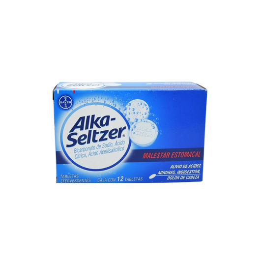 Alka-Seltzer Bicarbonato de Sodio,Acido Citrico,Acido Acetilsaicilico 1.976g/1g/0.324g 12 Tabletas Efervescente