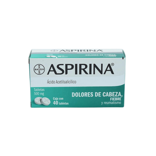 Aspirina Acido Acetilsalicilico 500mg 40 tabletas