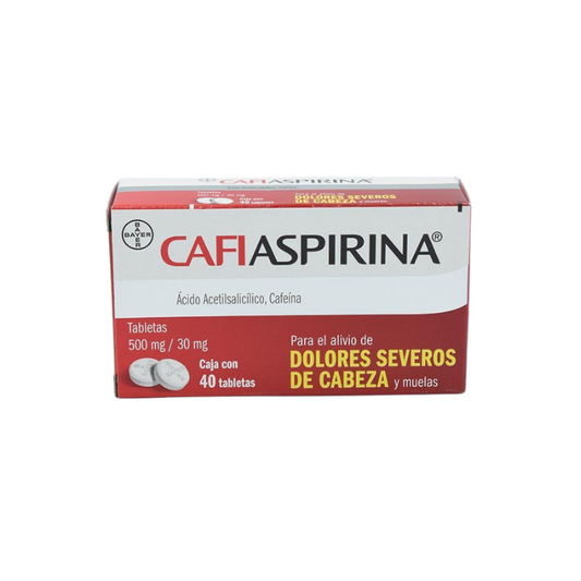 Cafiaspirina Acido Acetilsalicilico,Cafeina 500mg/30mg 40 Tabletas