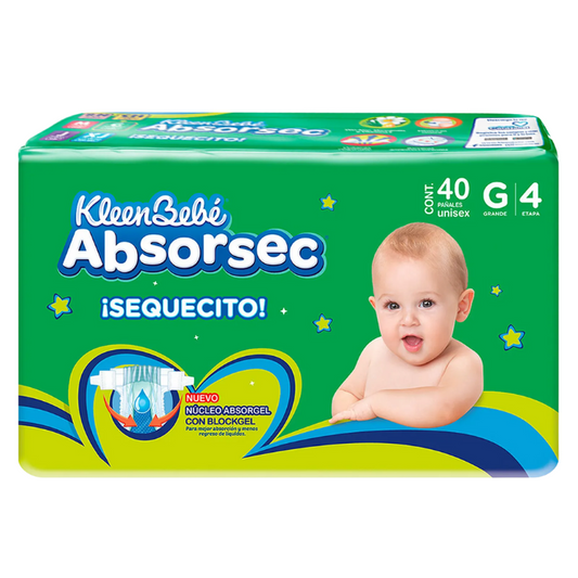 Kleen Bebe Absorsec Ultra Grande 40 Piezas