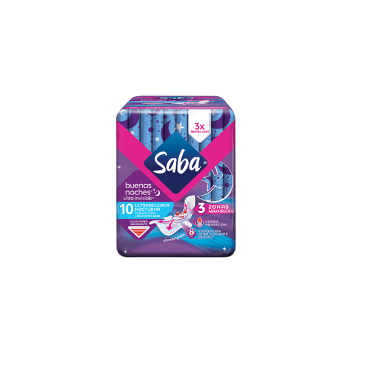 Saba Toalla Buenas Noches con Alas Ultra Invisible 10 Piezas
