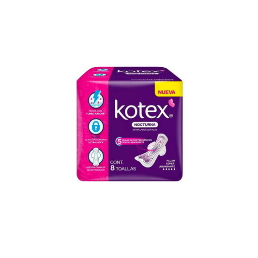 Kotex Toalla Nocturna con Alas 8 Piezas