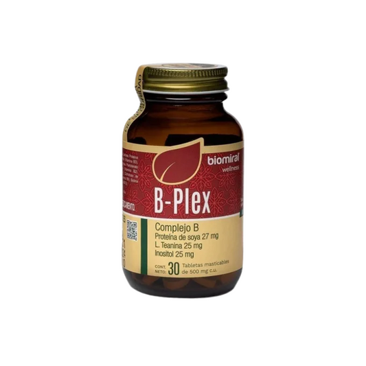 B-Plex Proteina de Soya,L-Teanina,Inositol,Complejo B 500mg 30 Capsulas