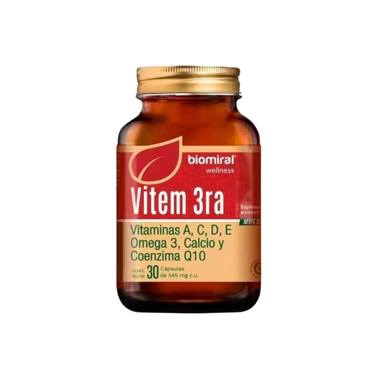 Vitem 3ra Vitamina A,C,D,Calcio,Omega 3,Coenzima Q10 30 Capsulas