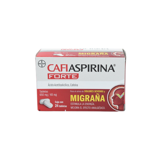 Cafiaspirina Forte Acido Acetilsalicilico,Cafeina 650mg/65mg 24 Tabletas