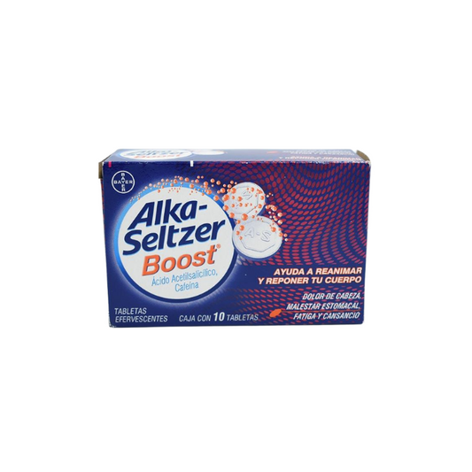 Alka-Seltzer Boost Aceido Acetilsalicilico,Cafeina 500mg/65mg 10 Tabletas Efervescentes