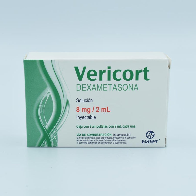 DEXAMETASONA 8MG/2ML CAJA CON 3 AMPULAS (VERICORT) – Farmacias Iguales
