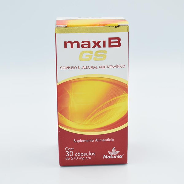 MAXI B GS ( COMPLEJO B , JALEA REAL , MULTIVITAMÍNICO ) CAJA CON 30 TA ...