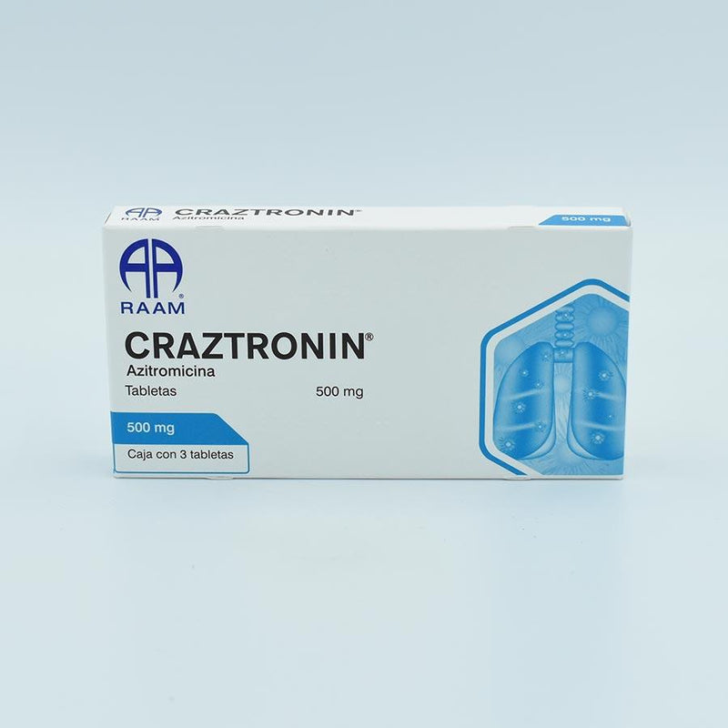 AZITROMICINA  500MG CAJA CON 3 TABLETAS (CRAZTRONIN)