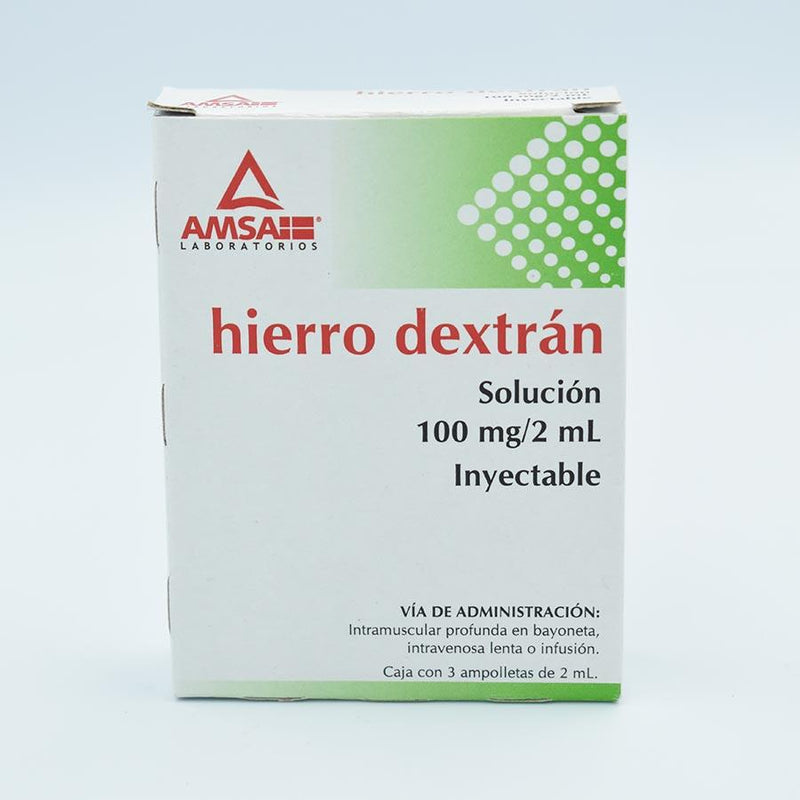 HIERRO DEXTRAN 100MG/2ML. CAJA CON 3 AMPULAS (AMSA)