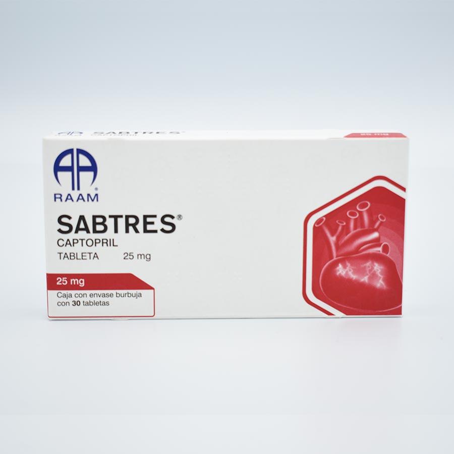 CAPTOPRIL 25MG CAJA CON 30 TABLETAS(SABTRES)