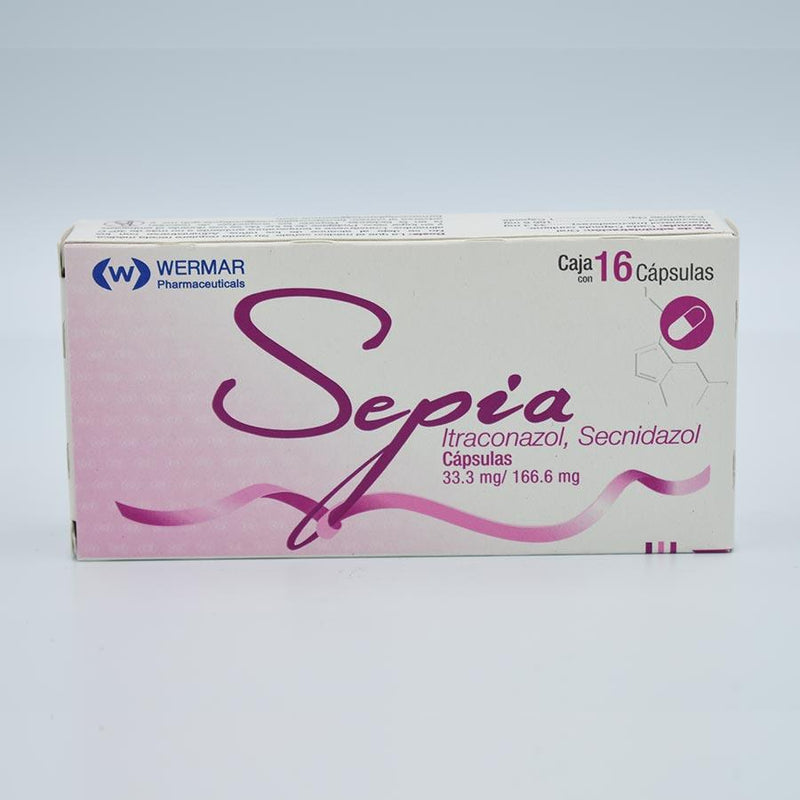 ITRACONAZOL/ SECNIDAZOL 33.3/166.6MG CAJA CON 16 TABLETAS( SEPIA)