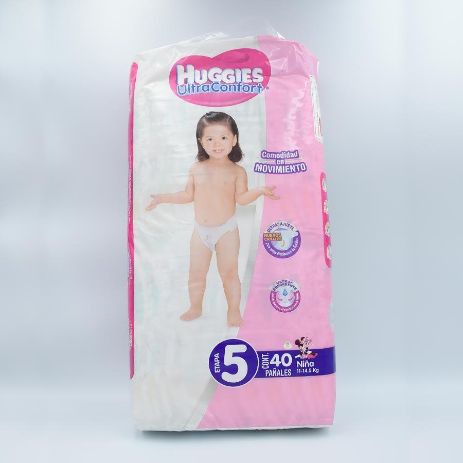 HUGGIES ULTRA CONFORT NIÑA ETAPA 5 BOLSA CON 40 PAÑALES