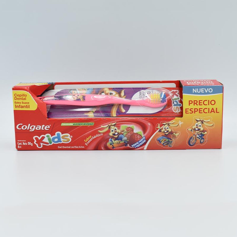 COLGATE KIDS FRESA 50GR Y CEPILLO DENTAL EMPAQUE 2 PIEZAS